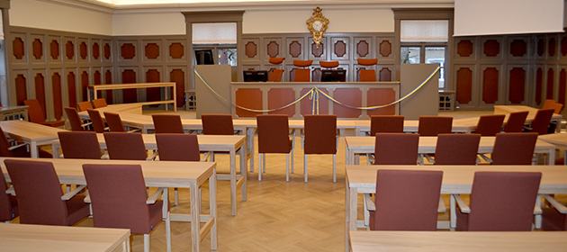 Bild på kommunfullmäktigesalen i Eksjö
